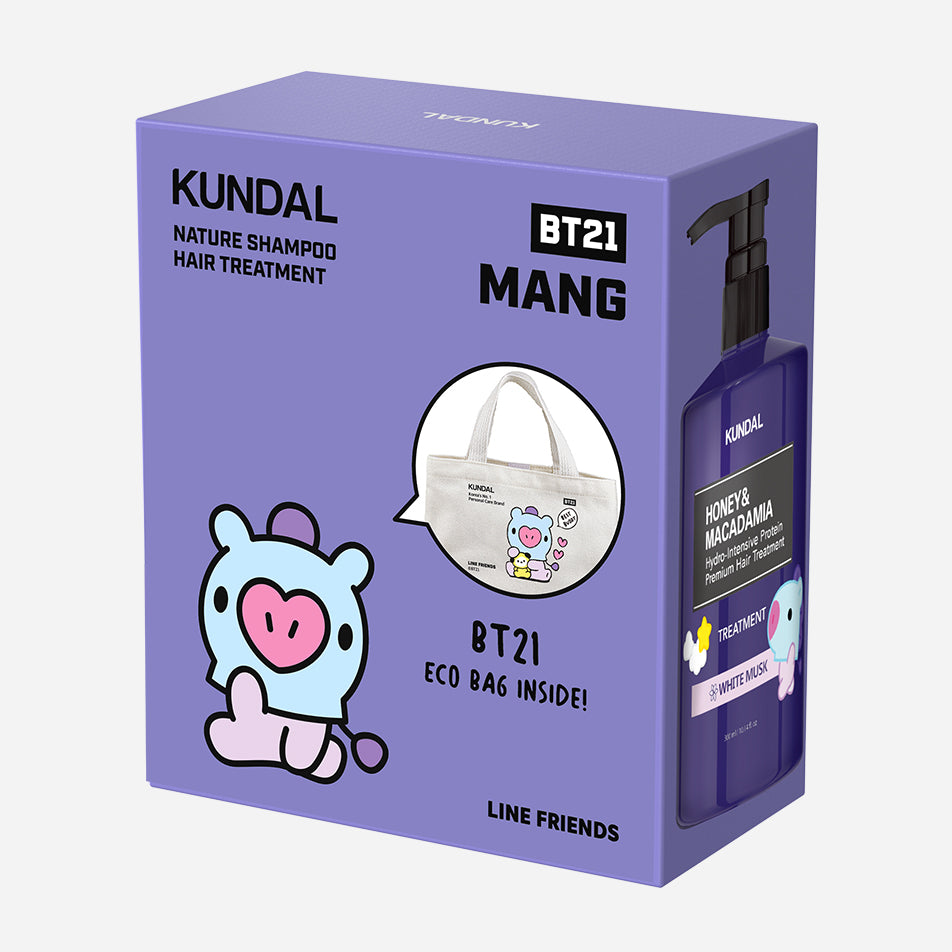 Kundal（クンダル）／シャンプー＆トリートメント300ml／ホワイトムスクの香り／BT21コラボバッグ付きセット